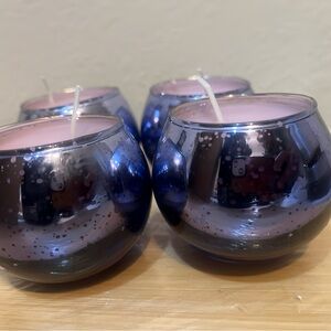 Elegant Blue and Pink Glass Candle Holders
